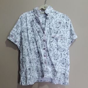 La Vie En Rose Botanical Print Pajama Top